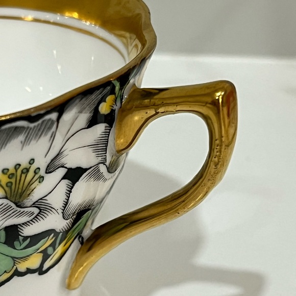 5/15$ Rosina Teacup Heavy Gold Black Floral Pattern Bone China England - Picture 6 of 12